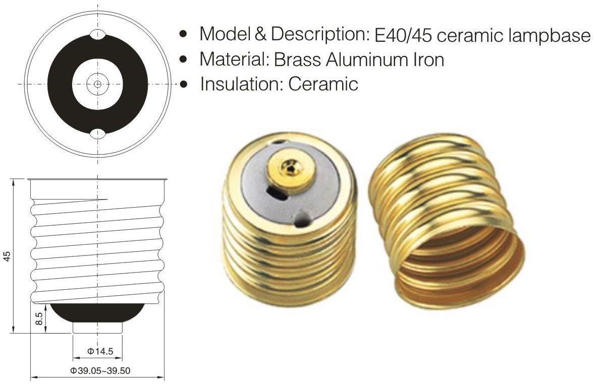 E40 Casquillo Dorado